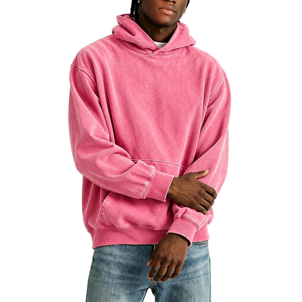 Men's Vintage Wash Long Sleeve Hoodie Casual Pullover Sweatshirt for Everyday Wear