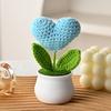 Crochet Flowers Cute Little Heart Potted Artificial Flowers Home Decoration For Living Room Bedroom Desktop Decor Birthday Gifts