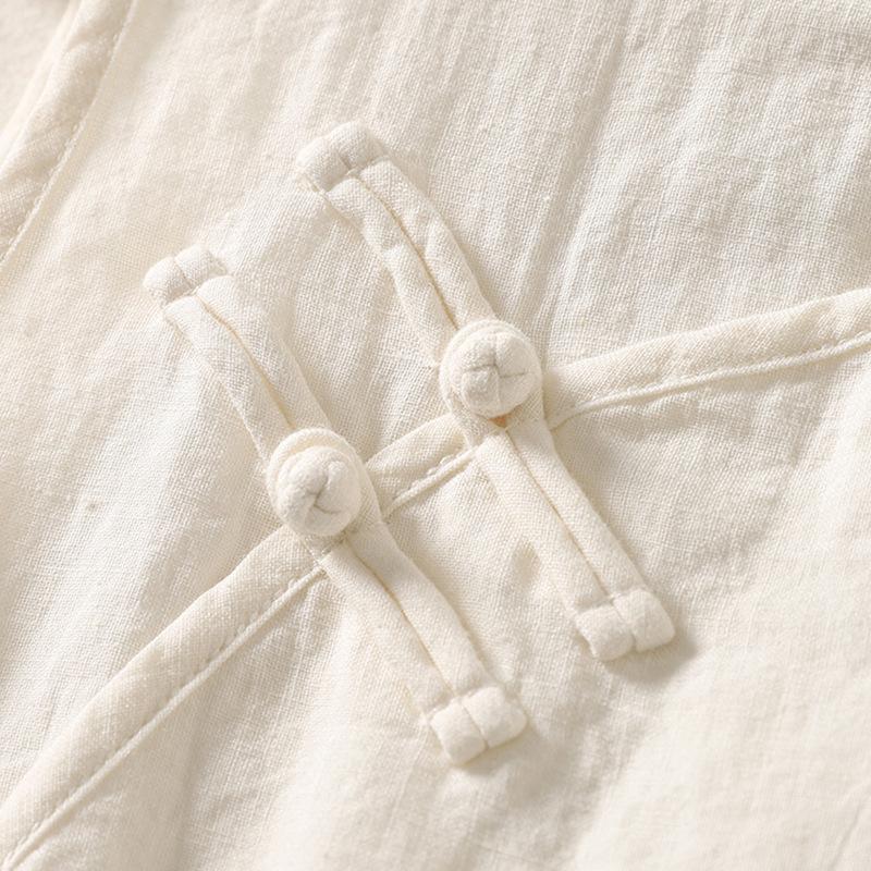 Chinese Vest Women Summer Sleeveless Blouse Retro Buckle Split Linen Shirt Soft