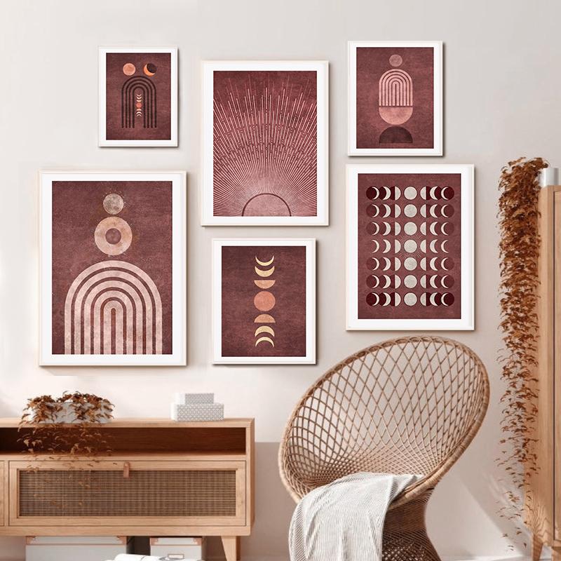 

Восход Абстрактная Линия Настенная Художественная Печать Винтаж Плакат Закат Луна Холст Картины Настенные Панно для Гостиной Украшения Дома