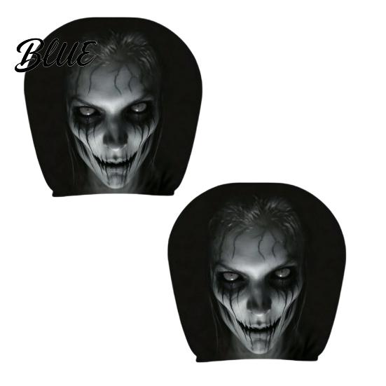 Removable Headrest Cover Ghost Face Car Covers Scary Seat Adjustable Protector Universal Stretchy Accessory for Most Cars