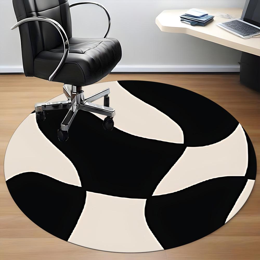 1pc Soccer Ball Office Round Area Rug, Indoor Mat Suitable For Office, Under Office Chairs Bedroom Living Room Home Decor, Room Deco