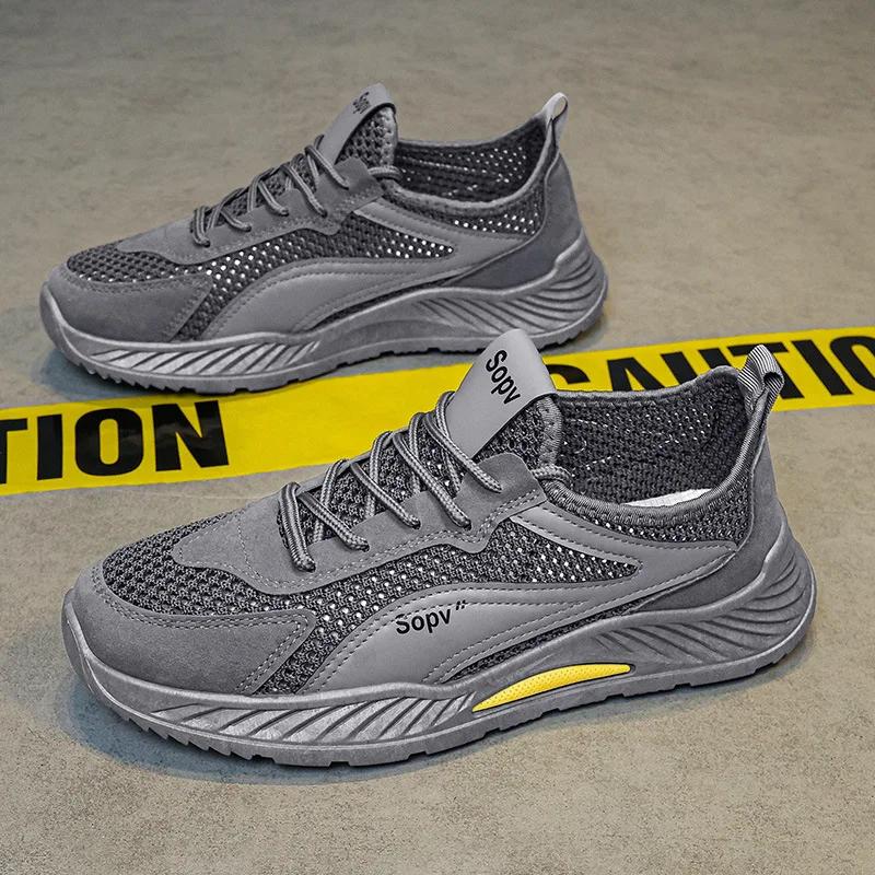 Мужская обувь Летняя сетчатая дышащая полая сетчатая обувь Модная повседневная спортивная — фото 3