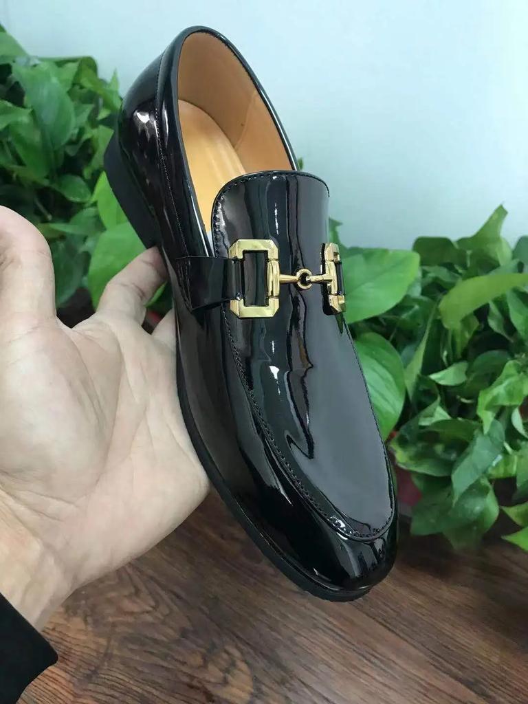 Nye Loafers Metallpynt Slip-On Pustende Bryllup Svart PU-skinn Størrelse 38-46 Håndlagde Herreloafers
