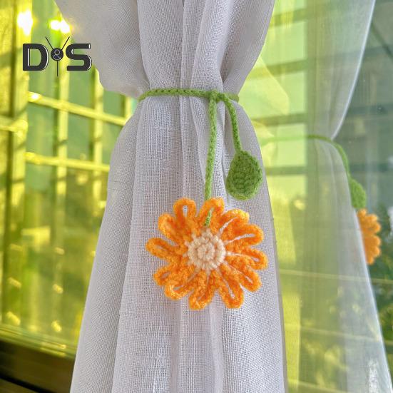 Flower Curtain Tiebacks Knitted Floral Curtain Strap for Curtains Drapes Handmade Crochet Flower Bookmark for Book Lovers
