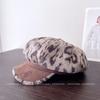 Retro leopard print cloud newsboy hat children's autumn and winter new versatile face peaked cap to keep warm from the cold octagonal hat