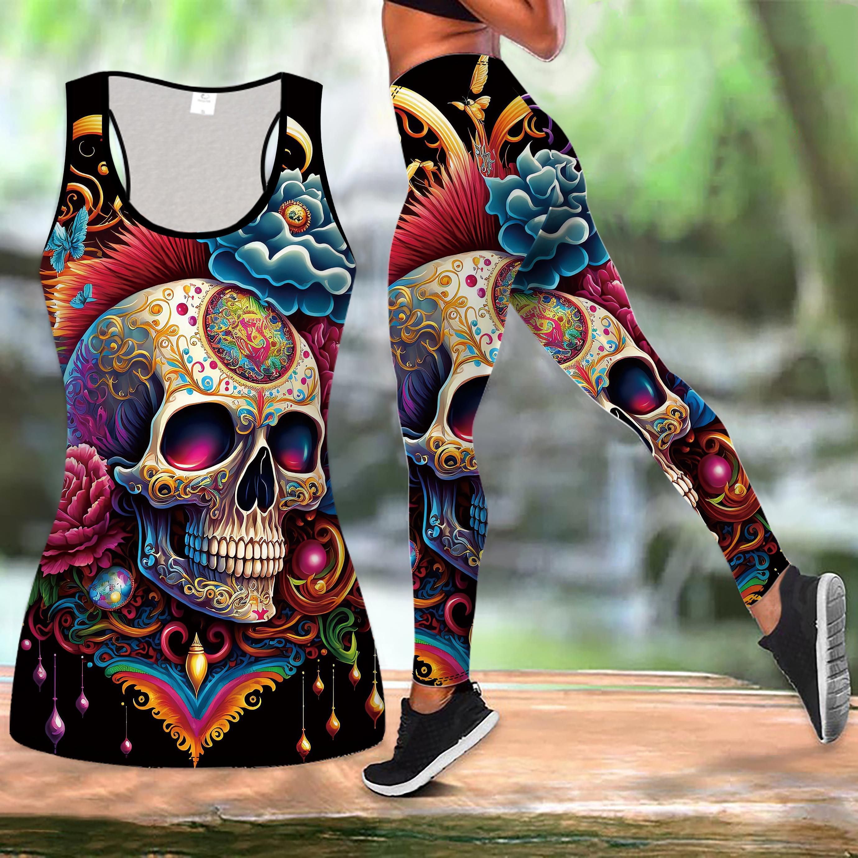 

Halloween Print Yoga Outfit for Women Fashion Workout Leggings Fitness Sports Casual Yoga Set Sports Suit XXL червоний