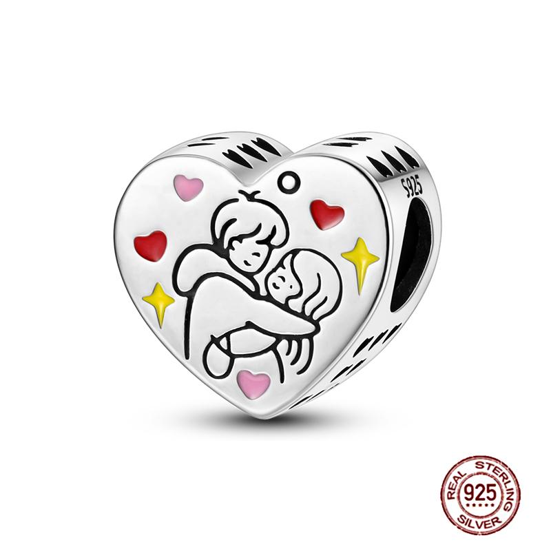 Copper Love Heart-Shaped Family Boy Girl Pet Charms Fit Original Pendant Bracelet Friendshipbeads Diy Jewelry