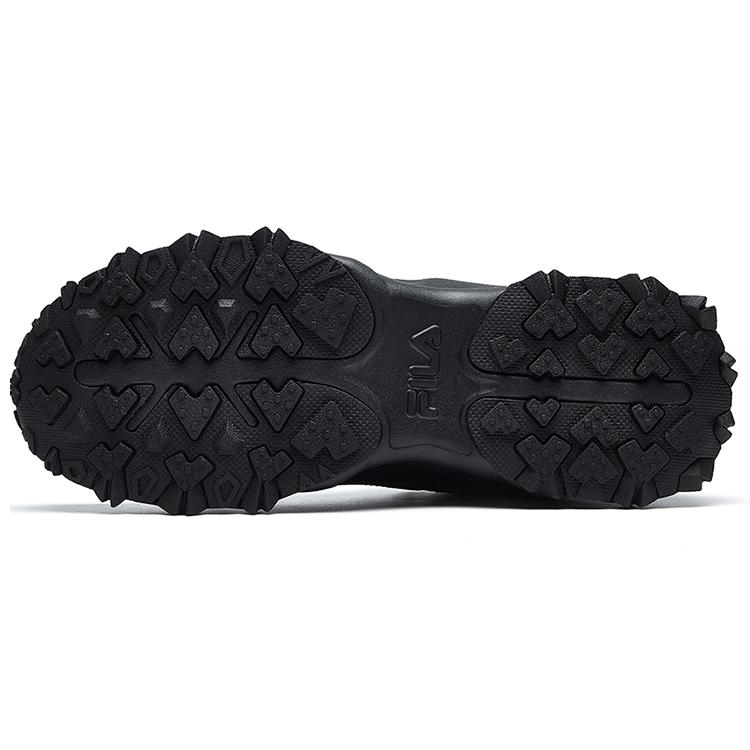 FILA Oakmont Textile, Synthetic Leather Lace Up Abrasion Resistant Low top Chunky Sneakers Men's Black F12M031111FBK