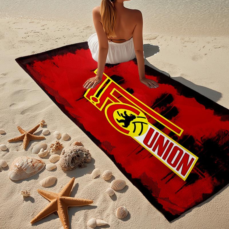 1 Stück Union Fußball-Emblem Strandtuch - Weiche, Saugfähige Mikrofaser, Leicht, Ideal für den Strand, Partys, Reisen, Camping, Geschenke für Fans