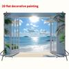 Ocean View Open Door Tapestry Beach Palm Tree Background Cloth