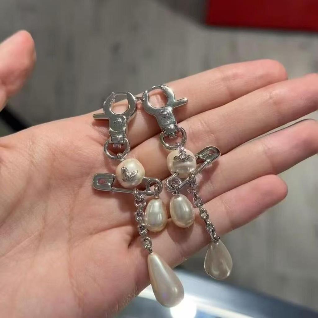 Empress Dowager Cixi Pearl Earrings & Saturn Pendant Brooch Keychain - Women's Luxury, Versatile, Non-Fading