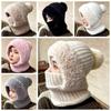 Winter Warm Fleece Lined Knit Hat Thermal Cashmere Integrated Pullover Hat Casual Fur Beanies Cap