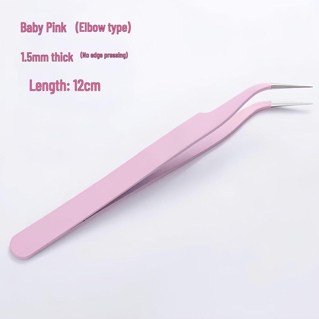 Black Anti-Static Stainless Steel Curved Tip Tweezers Set for Nail Art, Journaling, and Repairs