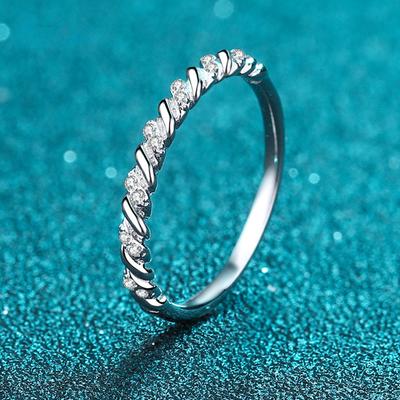 0.056ct Moissanite Twisted Eternity Ring for Women 100% 925 Sterling Silver Lab Diamond Stackable Wedding Promise Band