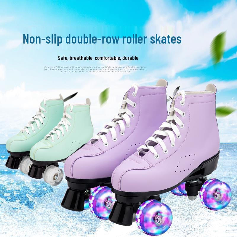

Macaron Color Double Row Roller Skates for All Ages - Comfortable Four-Wheel Design for Kids, Men, and Women 34