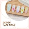 30Pcs False Nails Hand-Painted Floral Almond Artistic Design for Weddings Parties Everyday Use