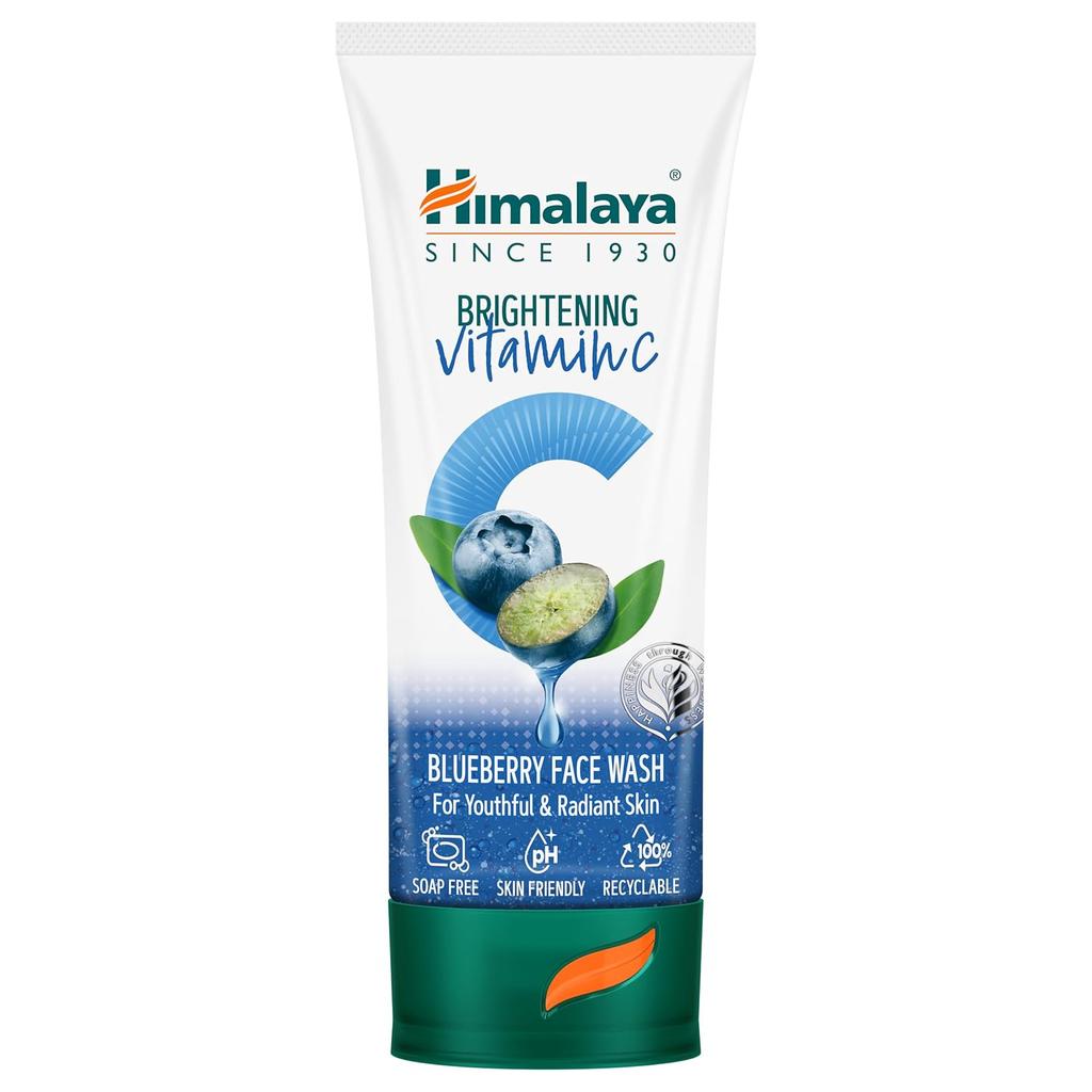 Himalaya Brightening Vitamin C Blueberry Face Wash 50ml Single Pack for Dull Skin Radiance