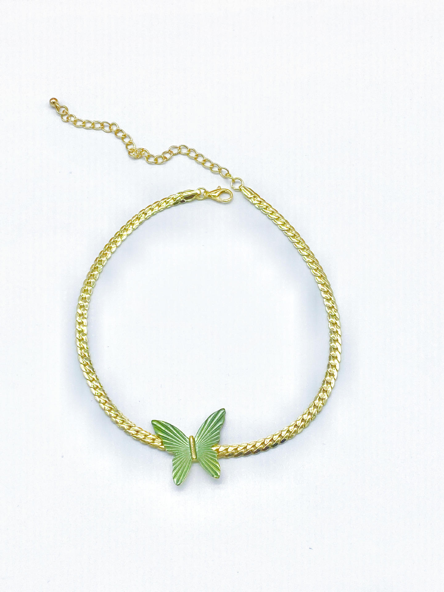

Cuban Green Butterfly Niche Collarbone Chain Butterfly Pendant Necklace for Women золотой