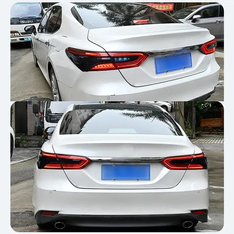 Hintere Rückleuchten Dekoration Zierleiste Leuchten Abdeckungen ABS Schwarz für Toyota Camry 8. achte Generation 2018-2021 DIY Dekoration Abdeckung