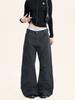 Yongfang Retro Micro-Flare Jeans Unisex Charcoal Gray Slim Fit