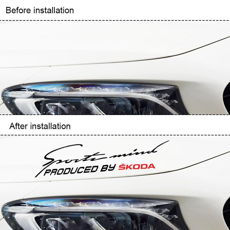1Pcs Car Front Head Light Eyebrow 3D Sticker Decorator Sport Design for Skoda Superb Octavia Kodiaq Yeti Rapid Karoq Fabia Kamiq Enyaq Vis SCALA