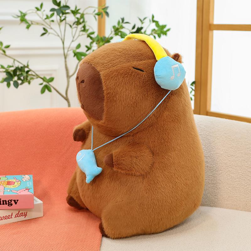 Capybara Headphones Plush Pillow: Adorable Sleeping Doll & Birthday Gift