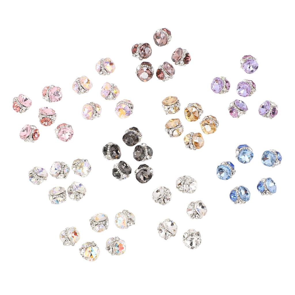 50 Pcs Nail Crystal Rhinestones 10 Types Multi Shapes Jewels Stones Sparkle 3D Nail Art Charms for