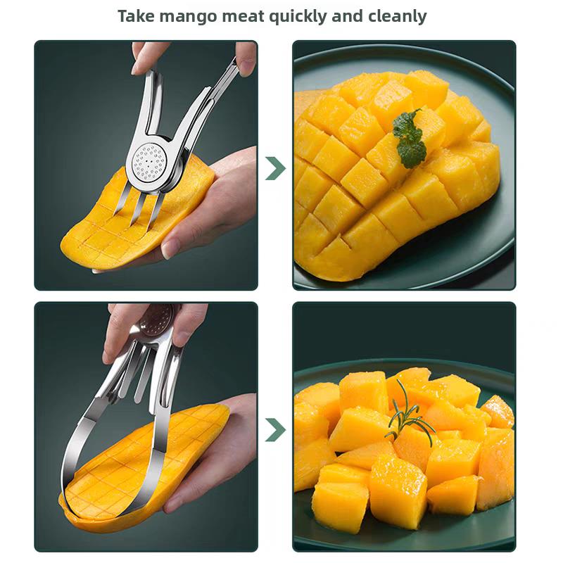 1 pièce éplucheur de mangue Diviseur de mangue Éplucheur de fruits Trancheur Coupeur Coupe de mangue Outil d'épluchage de fruits Évidage Découpe en dés Fournitures de cuisine
