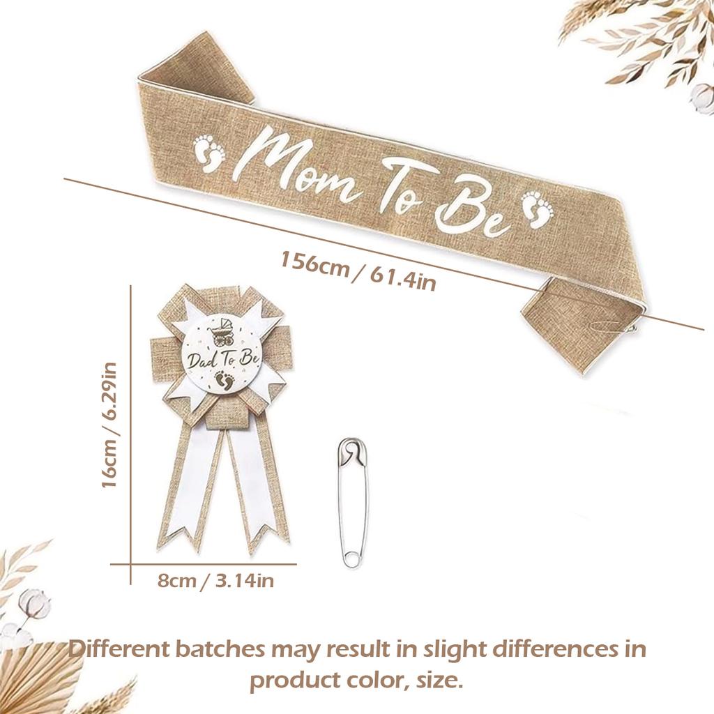 Welcome baby party tin chest flower shoulder strap silk satin set mom dad to be linen strap for baby shower