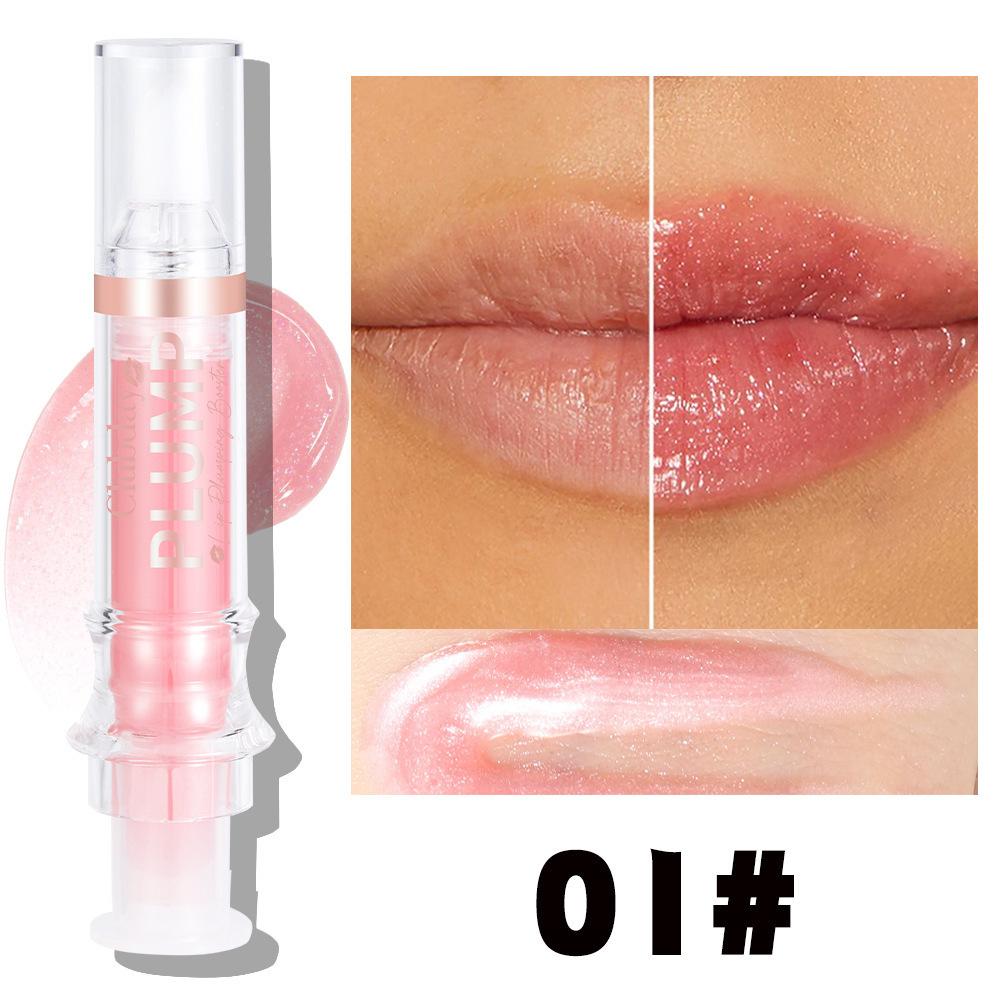 Clubday Lip Plumping Booster Syringe Lip Oil Hydrating Mirror Glossy Liquid Lipstick Dewy Plump Tint Long-Lasting Nourishing Makeup Cosmetics