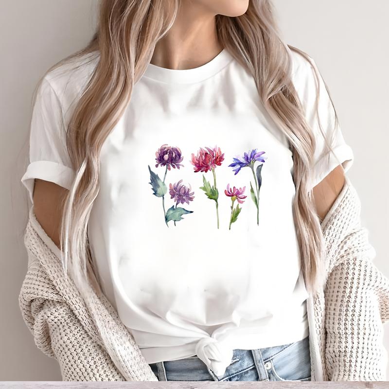 Cute Printed T-shirt, Women's Daily Fashion, Short-sleeve Trendy Summer Style.