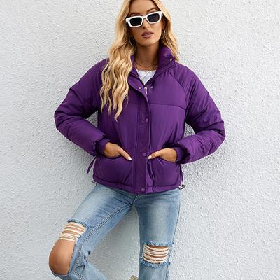 Women's Winter New Fashion Stand Neck Zipper Pocket Thickened Warm Cotton Coat Jacket