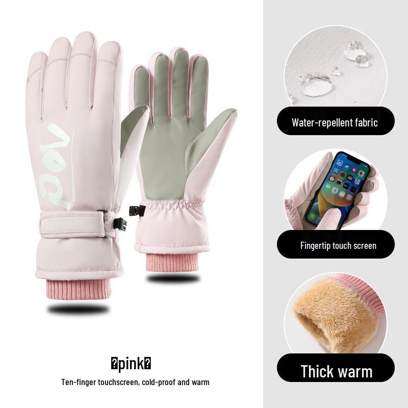 Women's Touchscreen Ski Gloves with Anti-Lost Buckle, Cold-Proof, Fleece-Lined, and Warm for Winter Sports and Cycling
