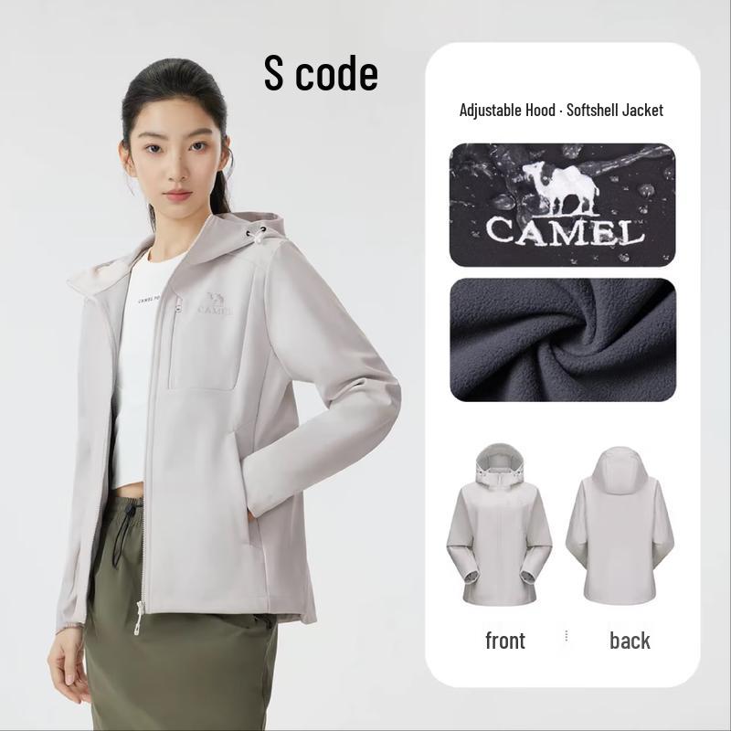 CAMEL Women's Fleece-Lined Windproof and Water-Resistant Jacket
