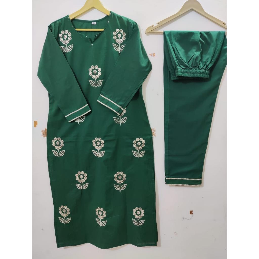Pure Cotton Party Wear Kurti Pant Dupatta Set Indian Bollywood Ethnic Kurta Set