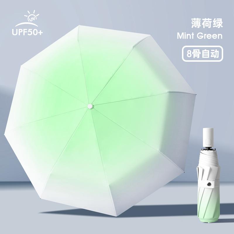 Tri-fold automatic umbrella gradual change umbrella windproof umbrella vinyl sunscreen umbrella