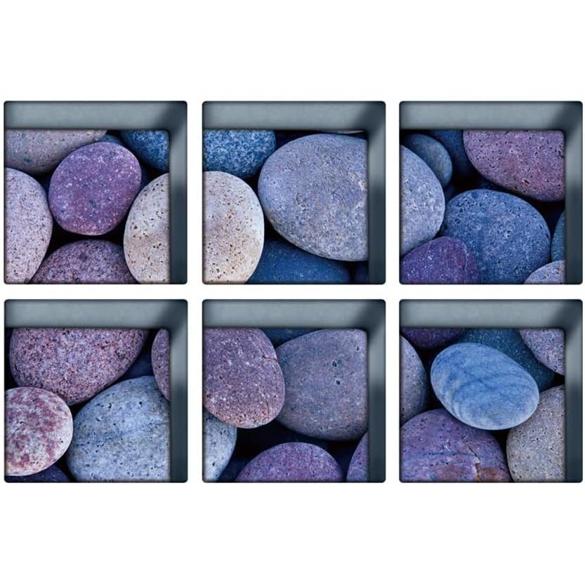 ULTNICE 6pcs 3D Bathtub Stickers Anti Slip Safety Shower Stickers Waterproof Removable PVC Decals Rock Pattern Bathtub Decals for Bathroom Toilet and