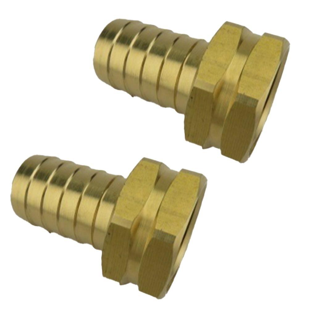 Brass Hose Fittings Set 2 Pieces 3/8 Barb and 3/4 GHT Female Connector