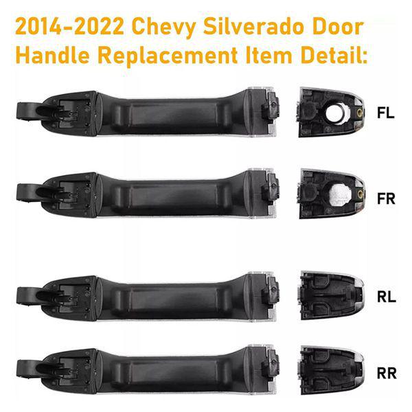 4-Piece Exterior Door Handles for 2014-2017 Chevrolet Silverado 1500