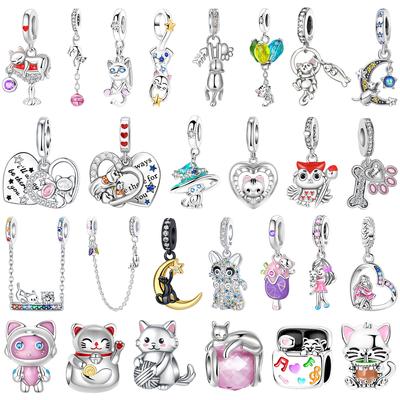 Cute Cat Charms Copper Cat Claws Attract Money Cat Earrings Beads For Necklace Diy Bracelet Present Jewellery Gifts