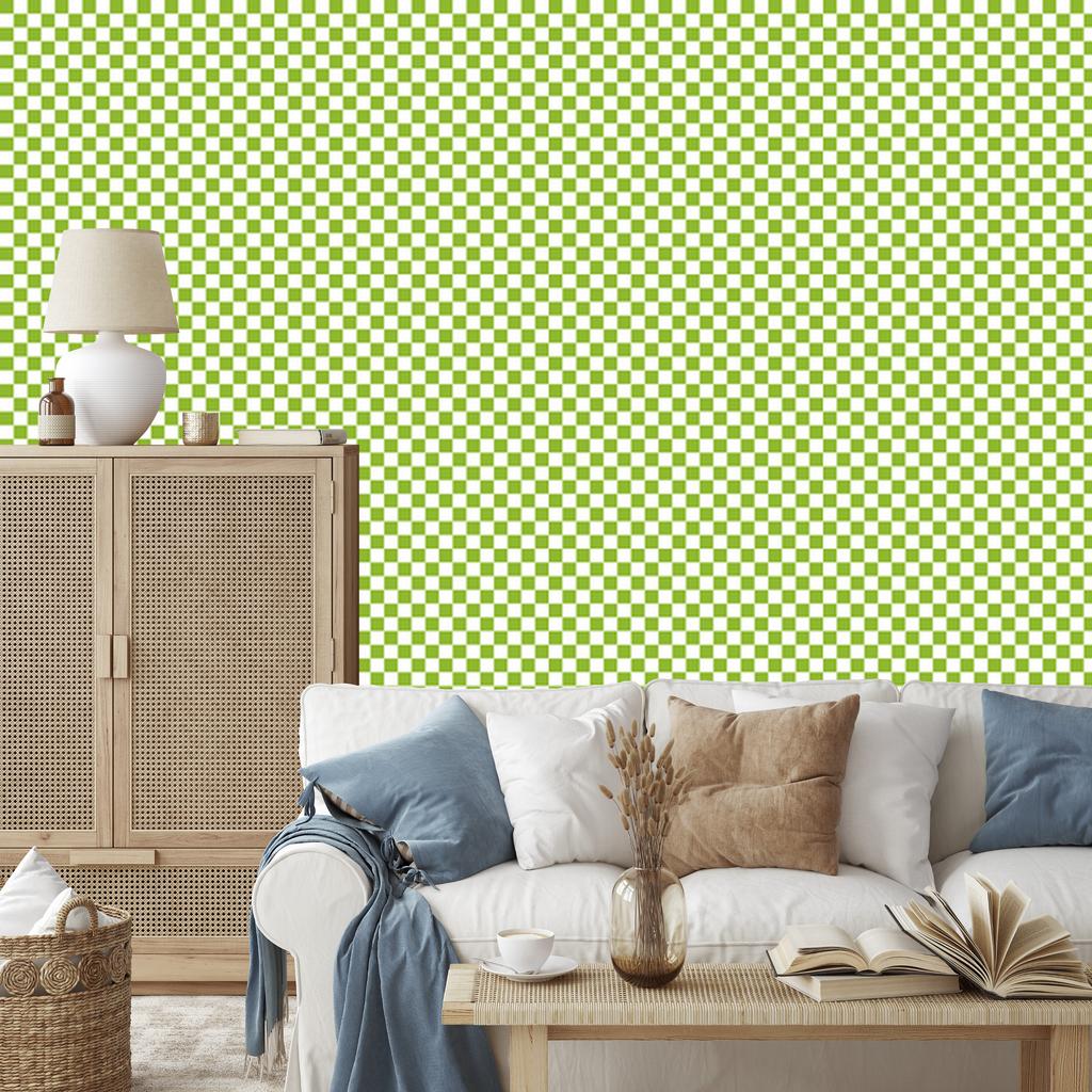 Checkerboard wallpaper lime and white, lime background 50x1000