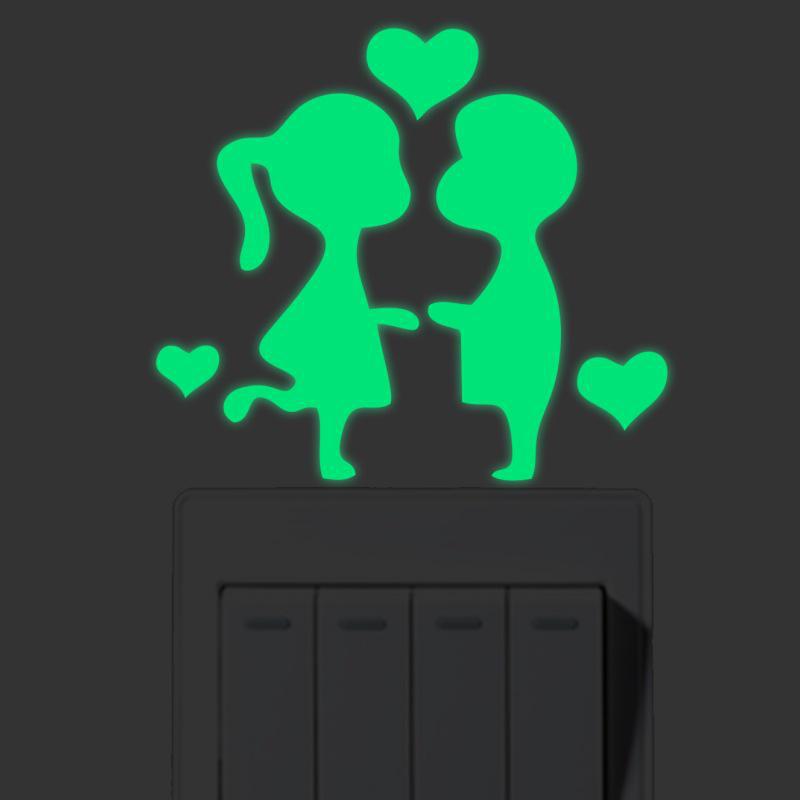 Luminous Five-Pointed Star Wall Stickers for Bedroom and Living Room, Creative Fluorescent Switch Animal Decals.