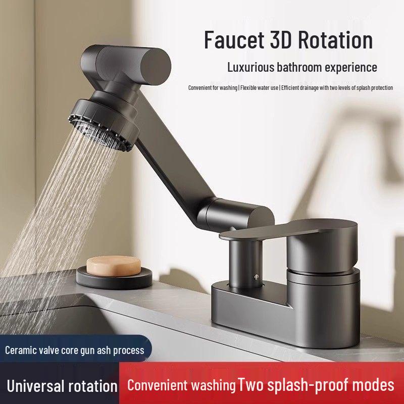 Stainless Steel Rotating Faucet for Kitchen & Wash Basin - Hot & Cold Water Switch
