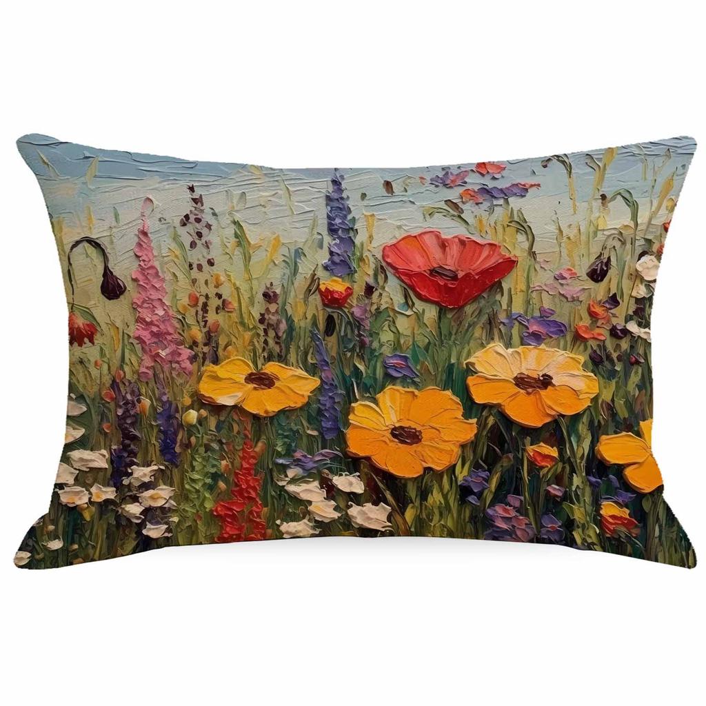 New Decorative Pillowcase 3D Three-dimensional Effect Floral Pillowcase Sofa Cushion Cover Digital Printing