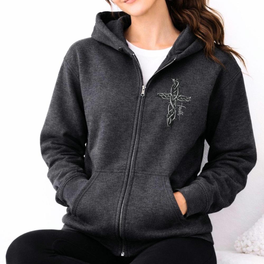 Men s and Women s Zippered Hoodies, Zippered Sweatshirts, Black Cross Jackets, Women s Gifts S