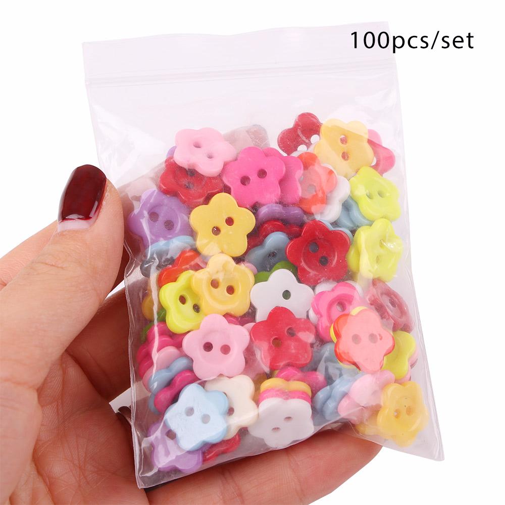 Kid's Pretty 100pcs Kids for Distinct Resin Sewing Flower Buttons