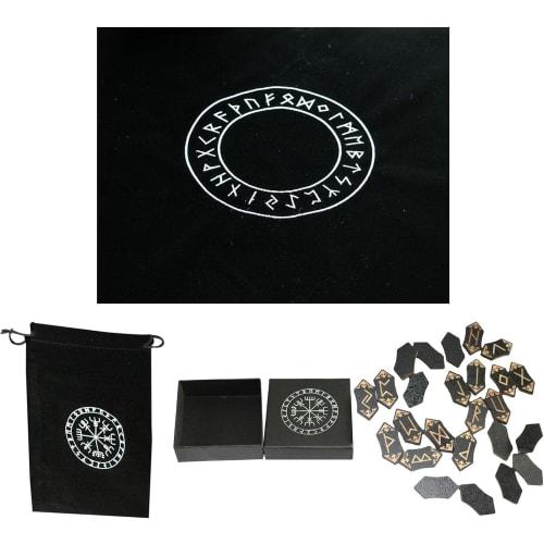 Rune Card Set - Wooden Rune Stone Set | Wood Rune Stone Card Set with 25 Rune Cards, Storage Bag, and Tablecloth for Divination and Meditation