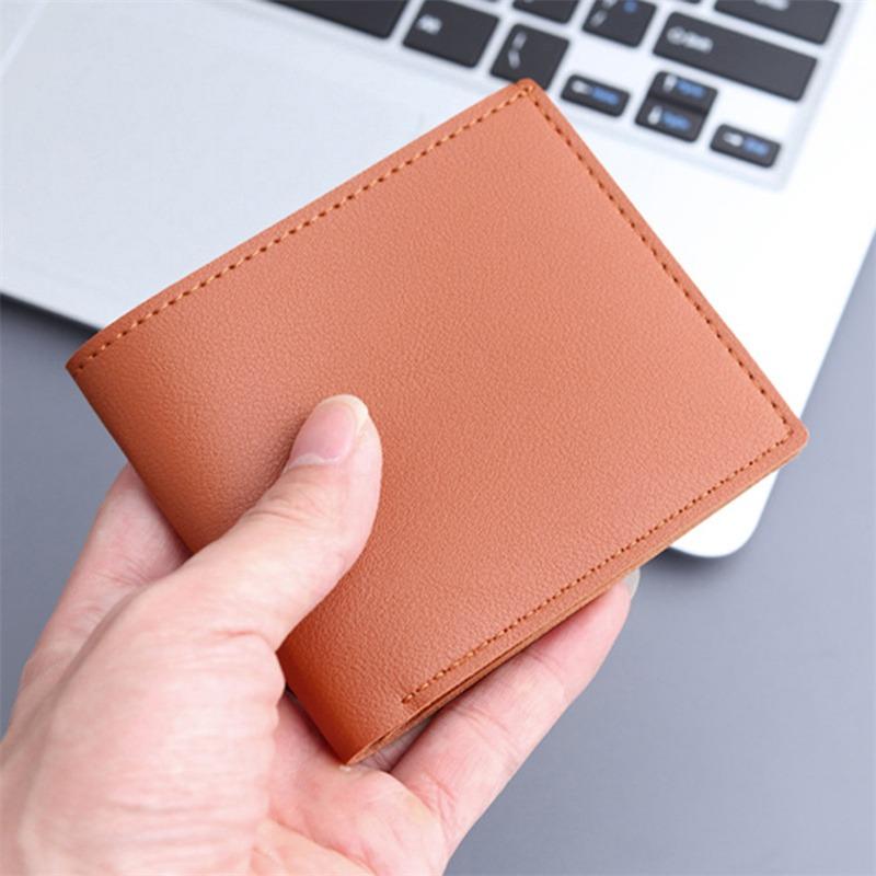 New Men Short PU Leather Wallet Simple Solid Color Thin Male Credit Card Holder Small Money Purses Business Foldable Wallet NEW