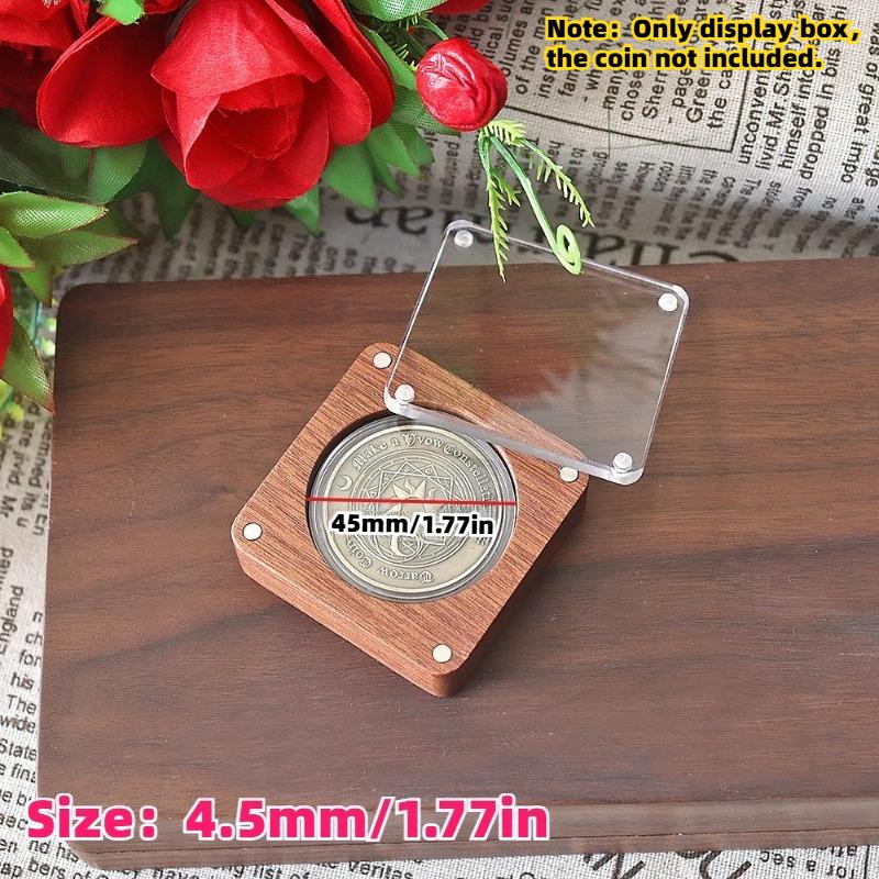 4pcs Four-Magnetic Acrylic Black Walnut Lid Window Commemorative Coin Box Medal Figure Collection Storage Packaging Gift Boxes